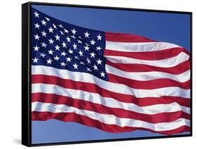 American Flag Blowing in the Wind-Joseph Sohm-Framed Stretched Canvas