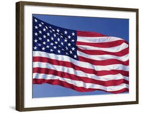 American Flag Blowing in the Wind-Joseph Sohm-Framed Photographic Print