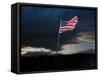 American Flag Blowing in Wind at Dusk in the Desert-James Shive-Framed Stretched Canvas