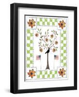 American Flag Crow Sunflower Tree-Cheryl Bartley-Framed Giclee Print