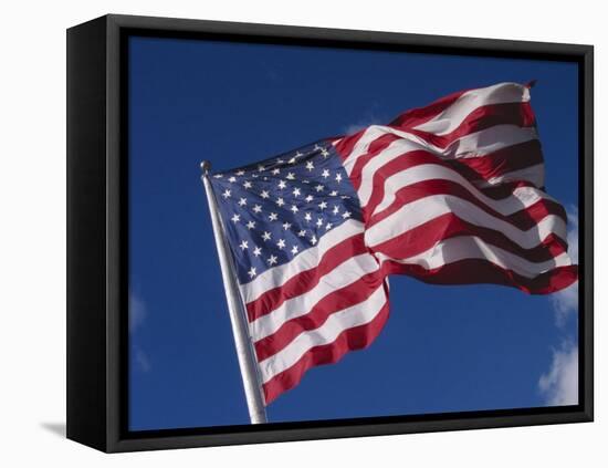 American Flag Flaps in Wind, Cle Elum, Washington, USA-Nancy & Steve Ross-Framed Stretched Canvas