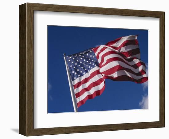 American Flag Flaps in Wind, Cle Elum, Washington, USA-Nancy & Steve Ross-Framed Photographic Print