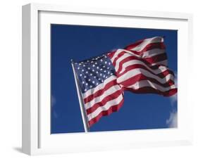 American Flag Flaps in Wind, Cle Elum, Washington, USA-Nancy & Steve Ross-Framed Photographic Print