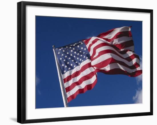 American Flag Flaps in Wind, Cle Elum, Washington, USA-Nancy & Steve Ross-Framed Photographic Print