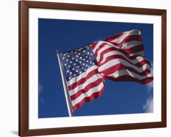 American Flag Flaps in Wind, Cle Elum, Washington, USA-Nancy & Steve Ross-Framed Photographic Print