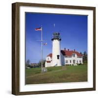 American Flag Flying Beside the Chatham Lighthouse at Cape Cod, Massachusetts, New England, USA-Roy Rainford-Framed Photographic Print