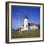 American Flag Flying Beside the Chatham Lighthouse at Cape Cod, Massachusetts, New England, USA-Roy Rainford-Framed Photographic Print