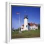 American Flag Flying Beside the Chatham Lighthouse at Cape Cod, Massachusetts, New England, USA-Roy Rainford-Framed Photographic Print