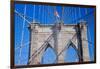 American flag flying over Brooklyn Bridge, New York City, New York-null-Framed Photographic Print