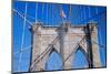 American flag flying over Brooklyn Bridge, New York City, New York-null-Mounted Photographic Print