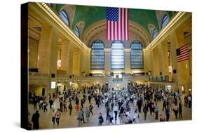 American flag from an elevated view of Grand Central Station, New York City, New York-null-Stretched Canvas