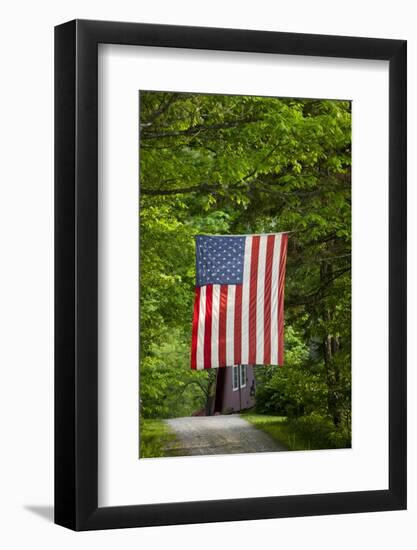 American Flag Hanging Above Gravel Road-Paul Souders-Framed Photographic Print