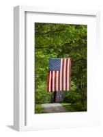 American Flag Hanging Above Gravel Road-Paul Souders-Framed Photographic Print