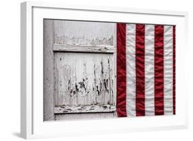 American Flag Hung from Wooden Garage in Bershires, NY-null-Framed Photo