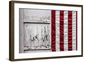 American Flag Hung from Wooden Garage in Bershires, NY-null-Framed Photo