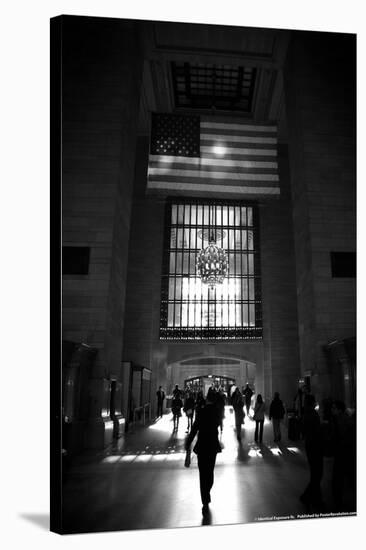 American Flag in Grand Central Station-null-Stretched Canvas