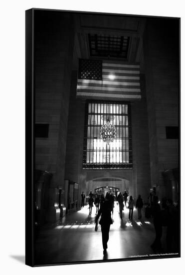 American Flag in Grand Central Station-null-Framed Stretched Canvas