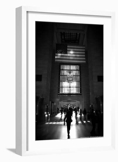 American Flag in Grand Central Station-null-Framed Photo