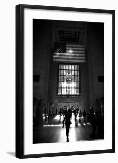 American Flag in Grand Central Station-null-Framed Photo