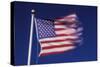 American Flag is Blurred with the Motion of the Wind against the Blue Sky-Richard T. Nowitz-Stretched Canvas