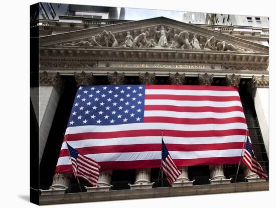 American Flag, New York Stock Exchange Building, Lower Manhattan, New York City, New York, Usa-Paul Souders-Stretched Canvas