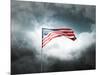 American Flag On A Cloudy Dramatic Sky-daboost-Mounted Art Print