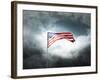 American Flag On A Cloudy Dramatic Sky-daboost-Framed Art Print