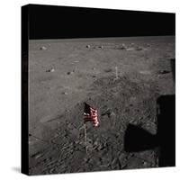 American Flag on the Moon-null-Stretched Canvas