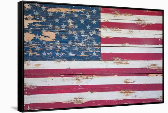 American Flag on Wood, Maine-Joseph Sohm-Framed Stretched Canvas