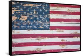 American Flag on Wood, Maine-Joseph Sohm-Framed Stretched Canvas