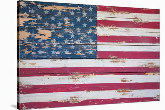 American Flag on Wood, Maine-Joseph Sohm-Stretched Canvas