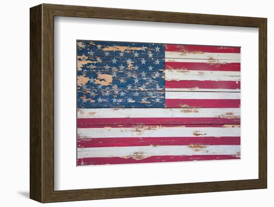 American Flag on Wood, Maine-Joseph Sohm-Framed Photographic Print