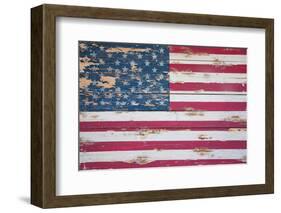 American Flag on Wood, Maine-Joseph Sohm-Framed Photographic Print