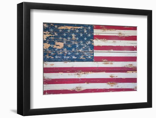 American Flag on Wood, Maine-Joseph Sohm-Framed Photographic Print