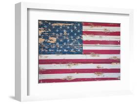 American Flag on Wood, Maine-Joseph Sohm-Framed Photographic Print