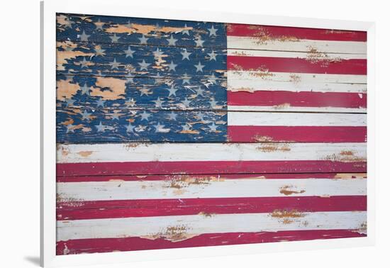 American Flag on Wood, Maine-Joseph Sohm-Framed Photographic Print