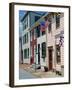 American Flag on Wooden Buildings on a Street in Annapolis, Maryland, USA-Hodson Jonathan-Framed Photographic Print