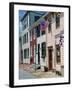 American Flag on Wooden Buildings on a Street in Annapolis, Maryland, USA-Hodson Jonathan-Framed Photographic Print