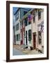 American Flag on Wooden Buildings on a Street in Annapolis, Maryland, USA-Hodson Jonathan-Framed Photographic Print