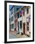 American Flag on Wooden Buildings on a Street in Annapolis, Maryland, USA-Hodson Jonathan-Framed Photographic Print