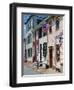 American Flag on Wooden Buildings on a Street in Annapolis, Maryland, USA-Hodson Jonathan-Framed Photographic Print