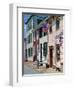 American Flag on Wooden Buildings on a Street in Annapolis, Maryland, USA-Hodson Jonathan-Framed Photographic Print