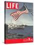 American Flag over US Ships at Sea, July 2, 1945-Eliot Elisofon-Stretched Canvas