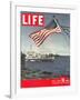 American Flag over US Ships at Sea, July 2, 1945-Eliot Elisofon-Framed Photographic Print