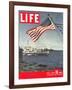 American Flag over US Ships at Sea, July 2, 1945-Eliot Elisofon-Framed Photographic Print