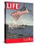 American Flag over US Ships at Sea, July 2, 1945-Eliot Elisofon-Stretched Canvas