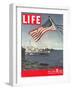 American Flag over US Ships at Sea, July 2, 1945-Eliot Elisofon-Framed Photographic Print