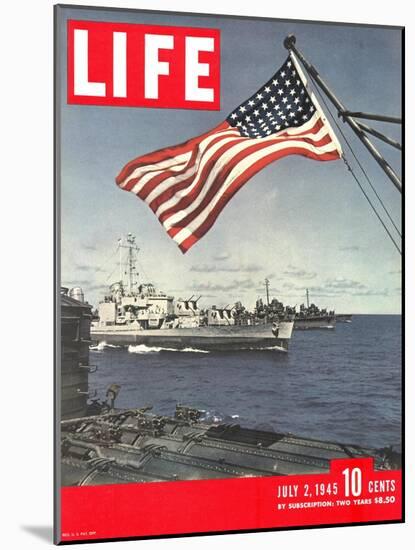 American Flag over US Ships at Sea, July 2, 1945-Eliot Elisofon-Mounted Photographic Print