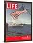 American Flag over US Ships at Sea, July 2, 1945-Eliot Elisofon-Framed Photographic Print