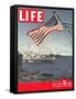 American Flag over US Ships at Sea, July 2, 1945-Eliot Elisofon-Framed Stretched Canvas